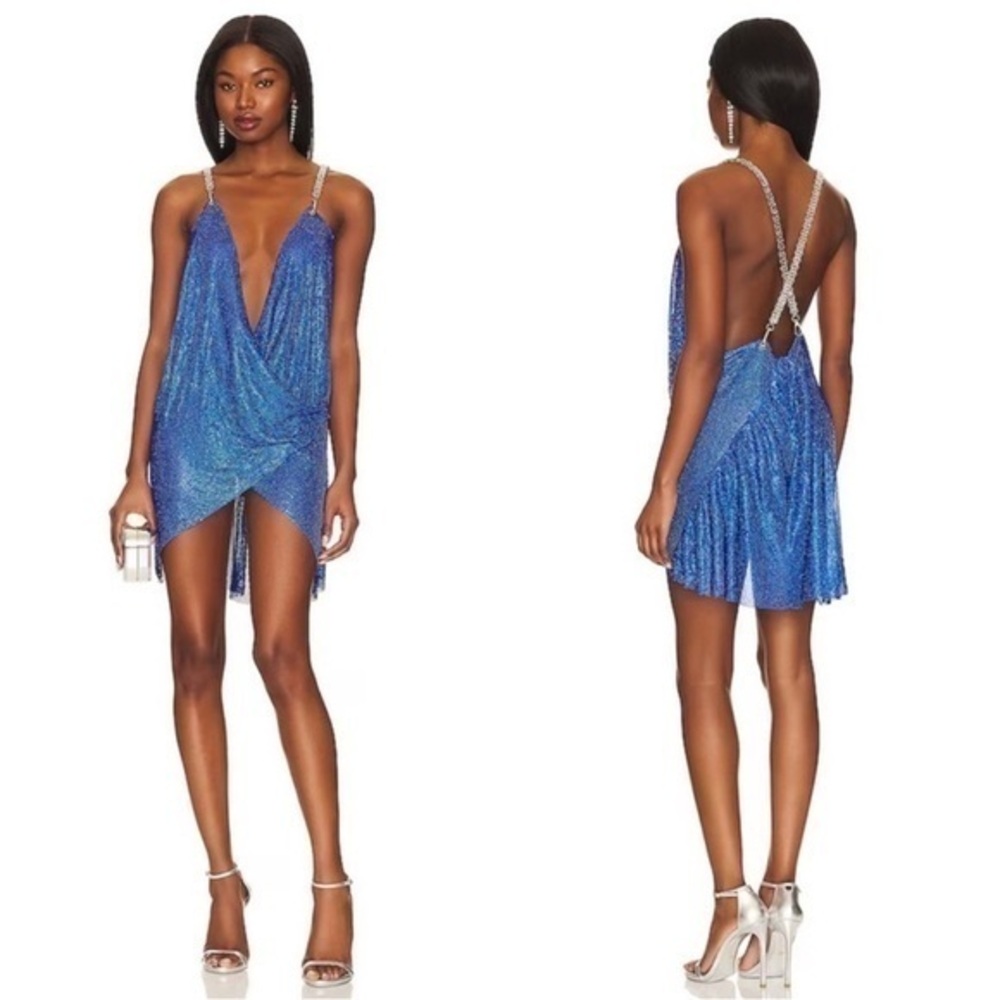 Bronx and Banco Xenia Wrap Dress in Blue & Indigo
